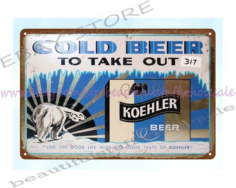 Vintage Koehler Beer Bar Metal Tin Sign Unframed Wall Art Decor-image