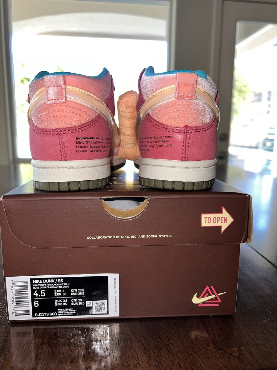 Nike Dunk Mid x Social Status Free Lunch 'Strawberry Milk' Size