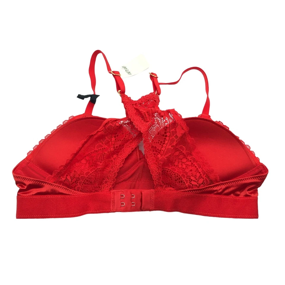 Sujetador inalámbrico de encaje Aerie Real Power Push Up rojo cachemira 34A Foto 2 de 4