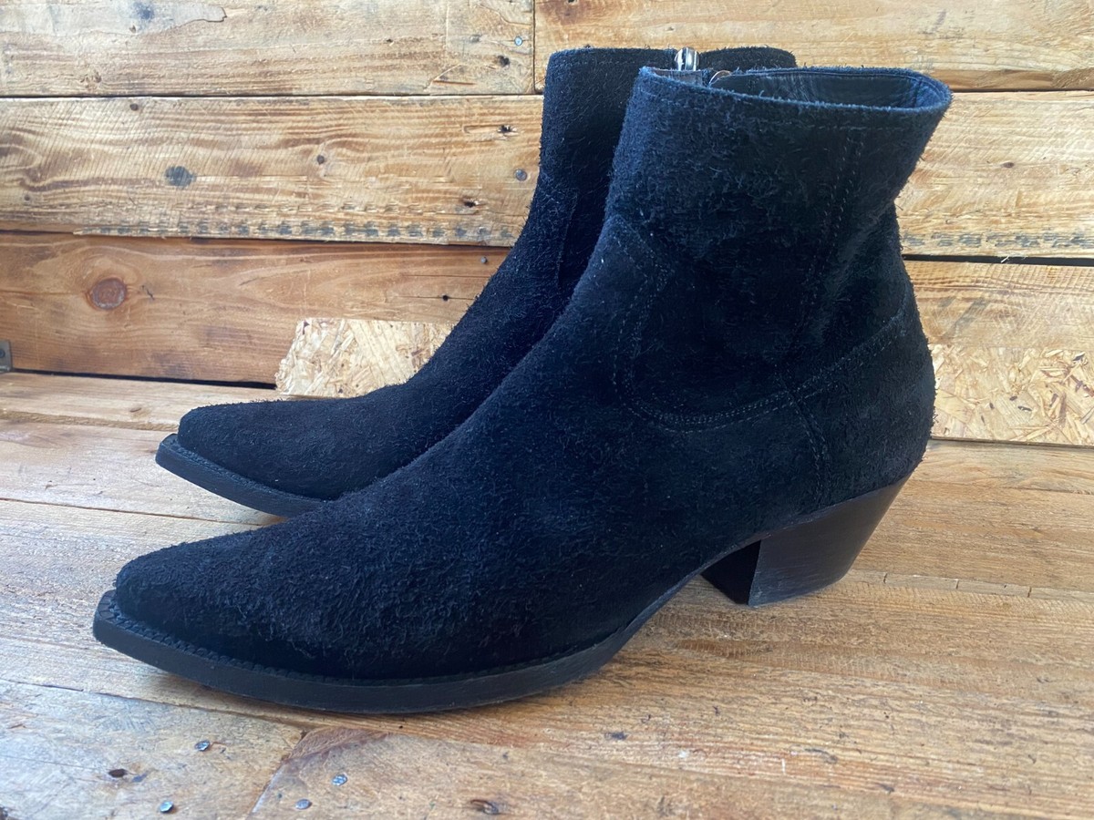Saint laurent X Hedi slimane lukas suede black western boots sz 46