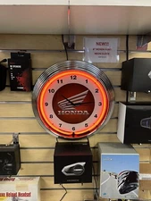 New Neon Honda Motorcycle Wings Garage Clock