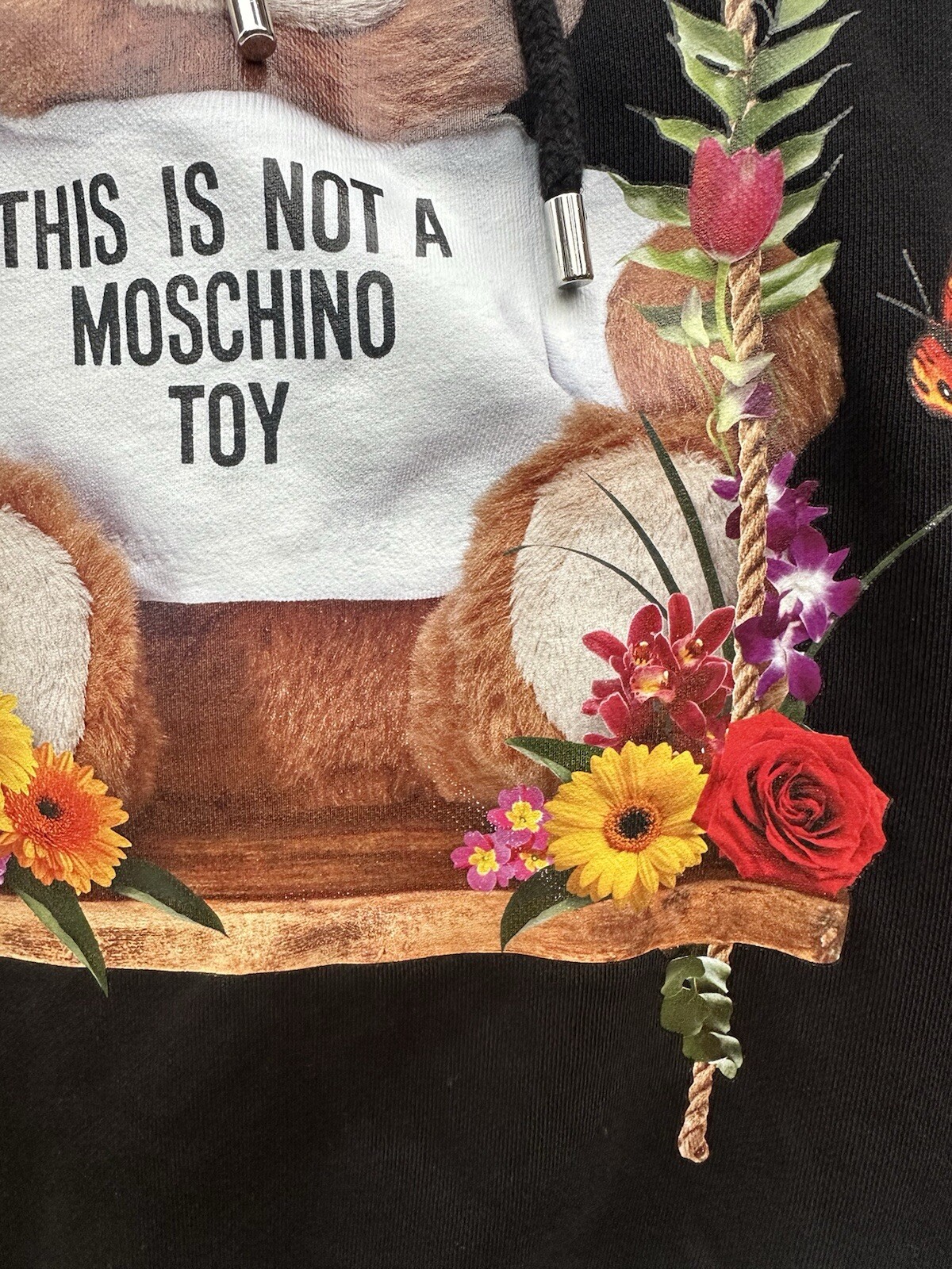 Moschino Couture Black Hoodie Jumper Sweater Cotton Bear Italy Size IT 44 M 10🦨