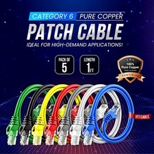 Cat6 Patch Cable 1ft RJ45 Ethernet Pure Copper   5 Pack