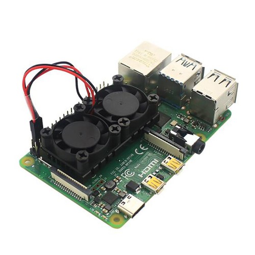 Dual Fan CPU PCB Cooling Fan Cooler Heat Sink Module for Raspberry pi 4B*FY - Afbeelding 8 van 12