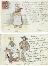 2 beautiful postcard old postcard illustrator Morin costumes Poitou Auvergne