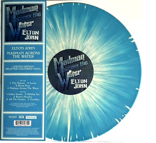 Elton John Madman Across the Water 2024 Limited Edition Blue Splatter Vinyl LP