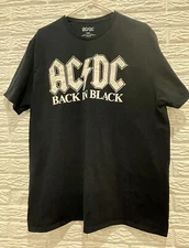 AC/DC Back In Black T-Shirt, Black, Adult 2XL, Short Sleeve, Round Neck, 2020