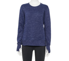 Women's Tek Gear Ultrasoft Slubbed Fleece Sweatshirt Thumbhole Navy Med NWT 26