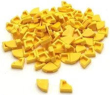 Lego 100 New Yellow Tiles Round 1 x 1 Quarter Flat Smooth Pieces