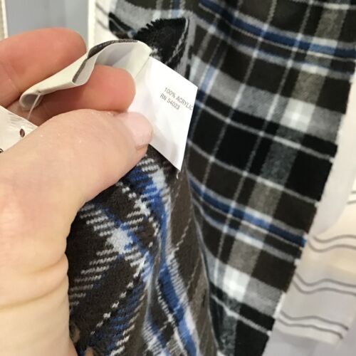 NWT VTG Old Navy OS Fringe Black Blue Plaid Scarf Y2K Flannel Preppy Academia - Picture 3 of 4