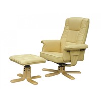 Alphason Drake Cream Faux Leather Reclining Chair Seat & Footstool Footrest Set Alphason Drake Cream Faux Leather Reclining Chair Seat & Footstool Footrest Set