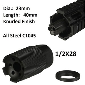 Low Concussion Knurled Muzzle Brake/Compensator - 5/8x24 Thread For .308 Caliber