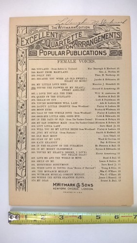 You're The Flower Of My Heart Sweet Adeline 1926 Song Sheet Music Female Voices - Picture 6 of 7