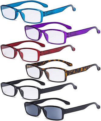 Reading Glasses 6 Pack Modern Readers Glasses Men Women Sunglasses Spring Hinge