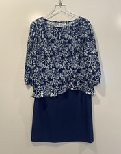 Vintage Good Times Blue Floral Pleated Floral Dress Womens Size 12