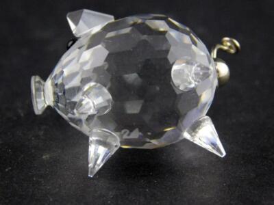 Swarovski Pig with Metal Tail Figurine Faceted Glass Crystal A+