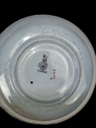 2 Chipped Cracked Royal Doulton Titanian Bird of Paradise Saucer Art Deco AS IS - Picture 4 of 6