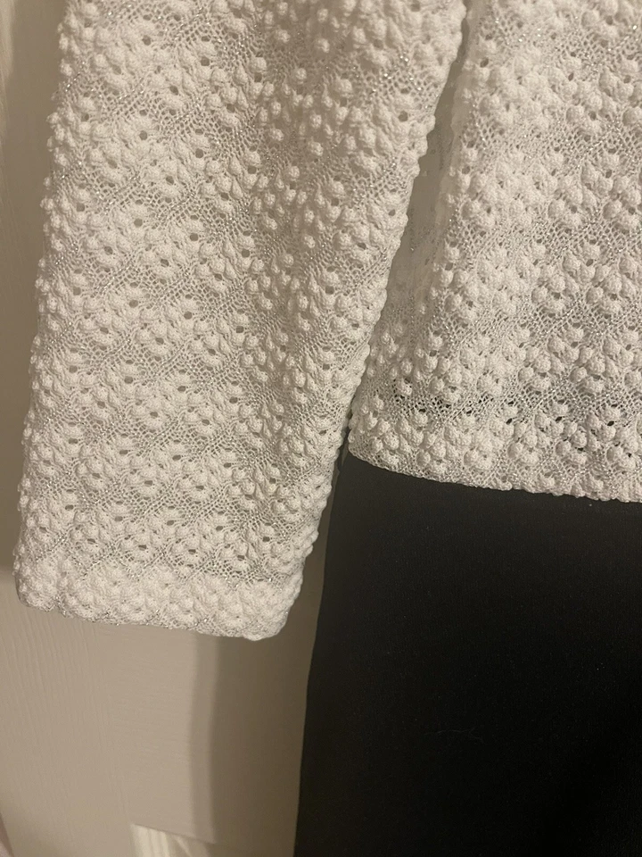 Maxi Vestido R & K OG De Colección Años 70 Blanco Negro Floral Semi Transparente Top Busto 30 Talla XS Mod Foto 4 de 4