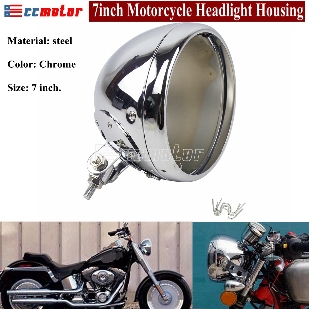 7 inch Headlight Chrome Housing Headlamp Light Bulb Bucket
