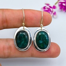 Beautiful Emerald Gemstone 925 Sterling Silver Statement Earring Birthday Gifts