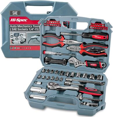 67 Piece Auto Mechanics Tool Kit SAE Sockets, Ratchet Set & Hand Tools Tool Box