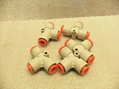 qty 5 - SMC KQ2T11-00A Push-to-Connect Tube Fitting, Union Tee, 3/8'' Tube OD   