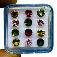 12 Pcs Natural Multi Tourmaline 4.8mm Round Cut Top Quality Loose Gemstones Lot