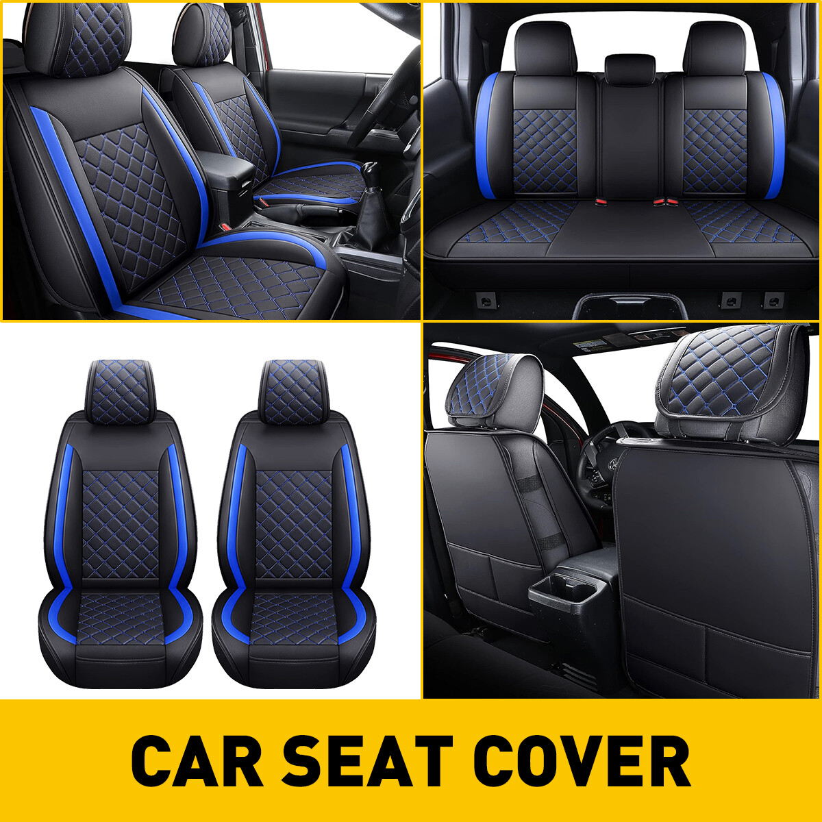Car Seat Cover PU Leather Full Set Fit TOYOTA TACOMA 2007-2023 For 4-Door Only-image