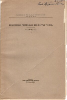 MOFFAT RR TUNNEL D BRUNTON ENGINEERING FEATURES 1923 COLORADO SCIENTIFIC SOCIETY