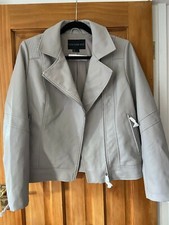 Centigrade Faux Leather Biker Jacket Grey Size Large New Rrp £75