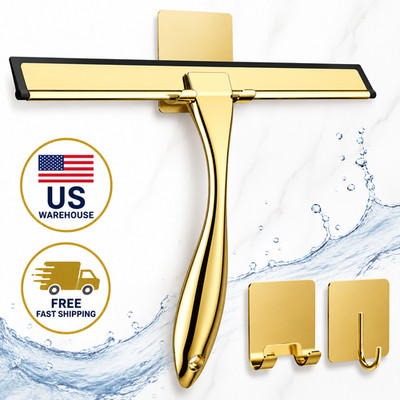 Stainless Steel Shower Squeegee Glass Door Window Mirror Cleaner wiper Hooks US