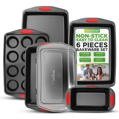 NutriChef 6-Piece Baking Pan Set - PFOA, PFOS, PTFE Free Flexible Nonstick