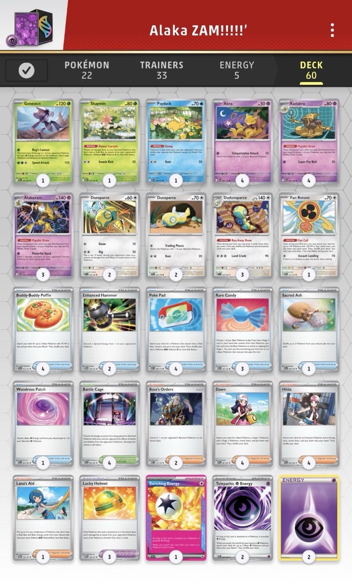 Alakazam Pokemon TCG 60 Card Deck - Post Rotation Ready