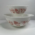 PYREX Gooseberry Cinderella Mixing Bowls #443 #441 2.5 Qt 1.5 Pt 1950s Set Of 2