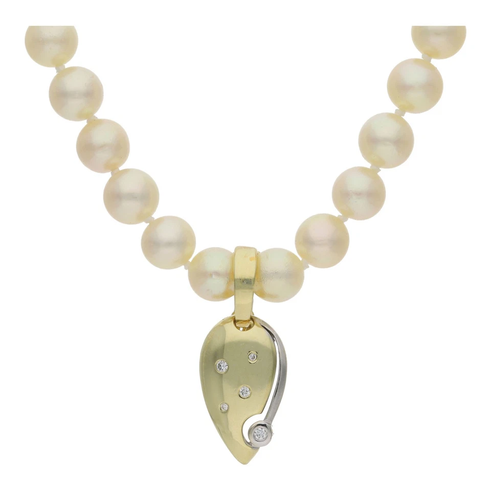 Clip-Anhänger 585/000 (14 Karat) Gelb- und Weißgold mit Brillanten, getragen 253 - Bild 2 von 3