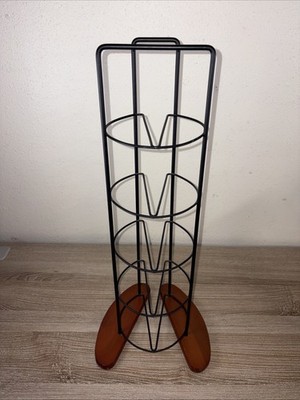 Vintage Atlantic 50 CD s Media Storage Tower Wire Rack Wood Base