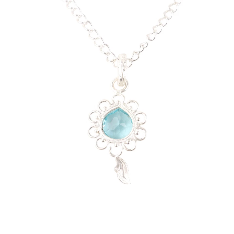 Sky Blue Topaz Gemstone 925 Sterling Silver Jewelry Partywear Pendant 1.80" Gift - Image 4 of 4