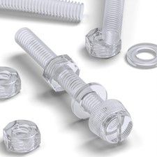 50x Clear Acrylic Thumbscrews knurled M6x 50mm 15/64x 1 37/64 in nuts bolts