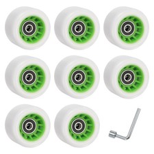 8 Pack 58mm x 32mm 92A Quad Roller Skate Wheels with Bearings, Green White