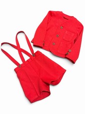 Vintage Toddler Red Suspender Shorts Jacket 2 Pc Outfit Suit Unisex Handmade