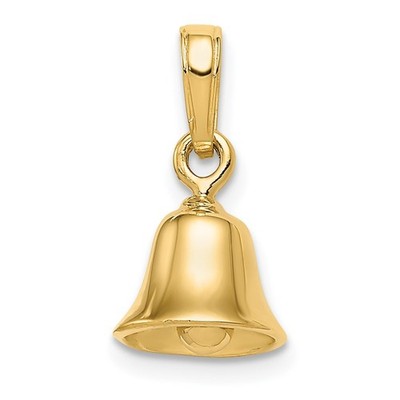 14k Gelbgold 3-D bewegliche Glocke Anhänger perfektes Geschenk für sie