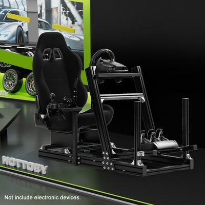 Hottoby Racing Simulator Cockpit 4080 Aluminum With Black Seat Fits For Logitech