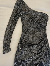 windsor sequin bodycon black dress off shoulder