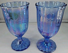 Pioneer Woman Iridescent Shimmer Blue Footed Goblet Luster Glasses Set Of 2