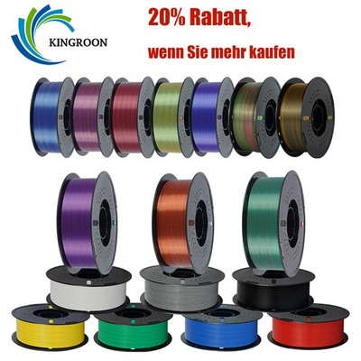 Kingroon 3D Drucker Filament 1KG PLA PETG Seide Matte 1,75 mm Weiß Schwarz Rot