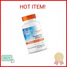 Doctors Best Vegan Vitamin D3 2500 IU Veg Caps - Vegan Vitamin D Supplement for