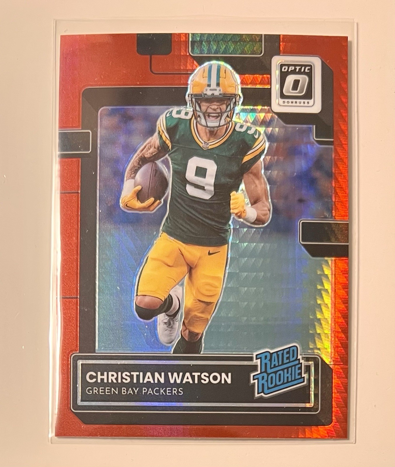 2022 Donruss Optic CHRISTIAN WATSON #219 Red Hyper Rated Rookie Packers