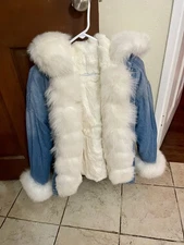 authentic fox fur denim jacket