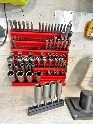 1/4 Sechskant/Fräser Lagerregal für bis zu 100 Bohrer Wandhalterung - Rot