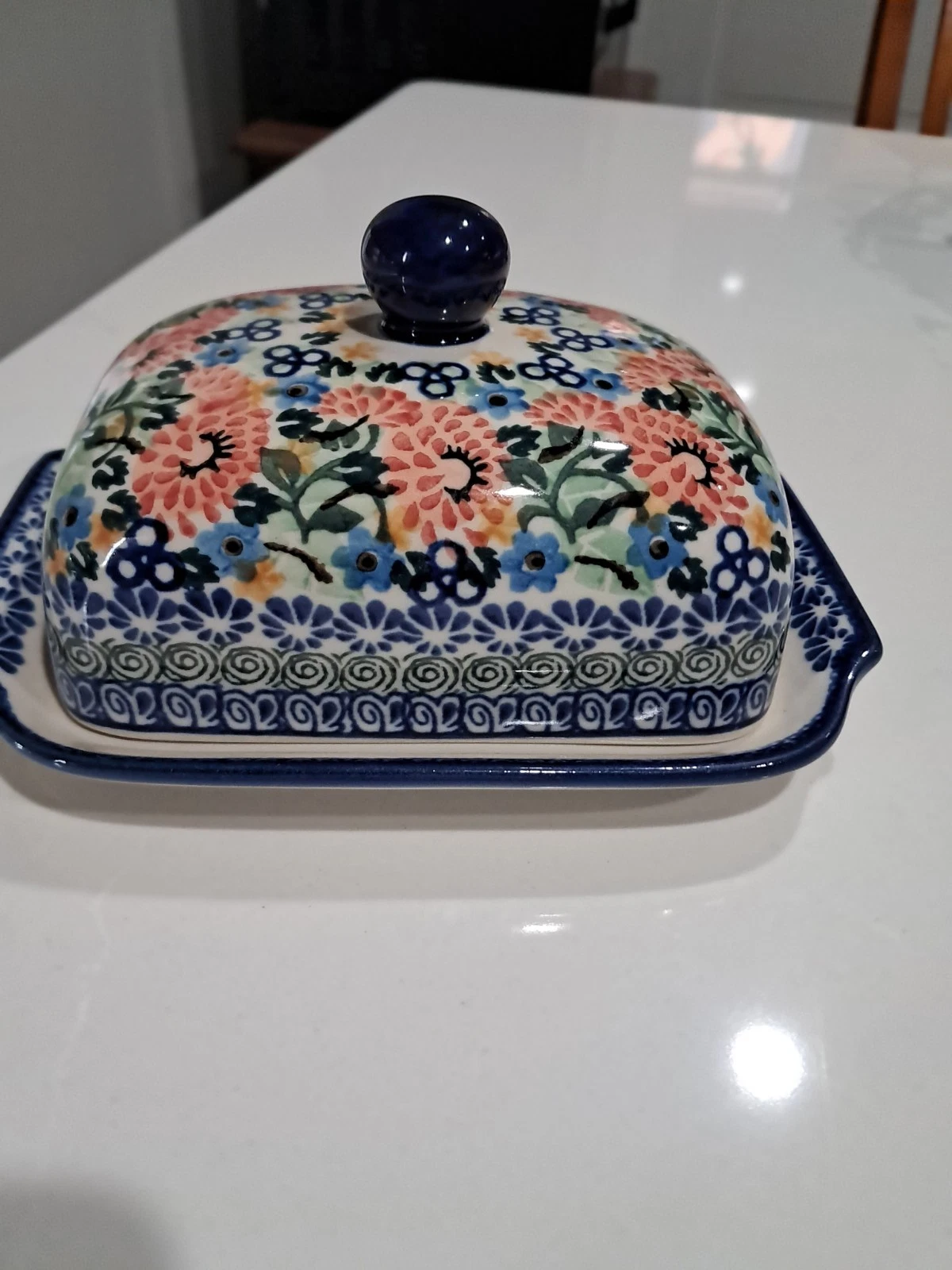 2009 UNIKAT~ Polish Pottery ~Boleslawiec~ Butter Dish Signed ~ M. Starzyk!